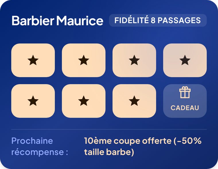 Carte de fidélité Wallet : Barbier Maurice, 8 passages
